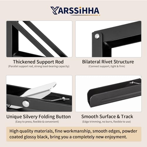 Yarssihha 12 Inch Folding Shelf Bracket, 2 Pack Heavy Duty Wall Mounted Foldable Brackets, Space-Saving Metal Collapsibl