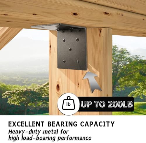 4 PCS Heavy Duty Steel Corner Brackets, 6"x6"x5" 90 Degree L Right Angle Bracket, DIY L Shelf Brackets, Metal Joint Timb