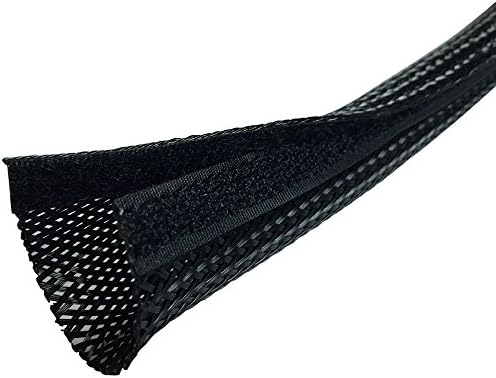 Electriduct 3" Side Entry Cable Wrap Braided Sleeving with Hook & Loop Fastener - 50 Feet (Black)