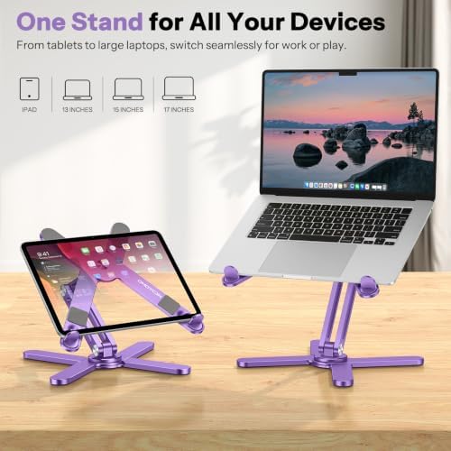 OMOTON LA10 360° Rotating Laptop Stand Riser Foldable for Desk, Purple