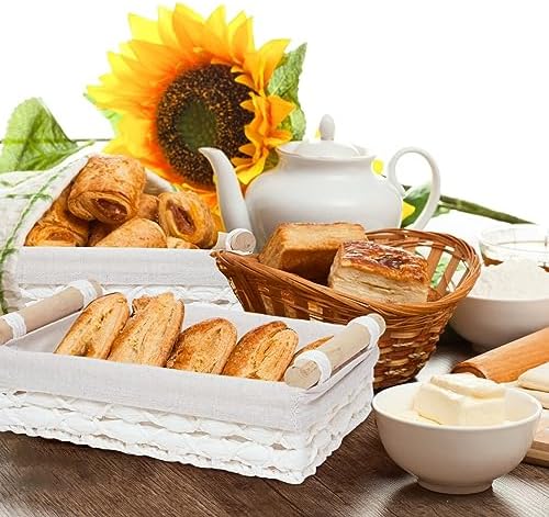 Storage Basket Wicker Baskets for Organizing with Handle Decorative Storage Bins for Countertop Toilet Paper Storage Bas