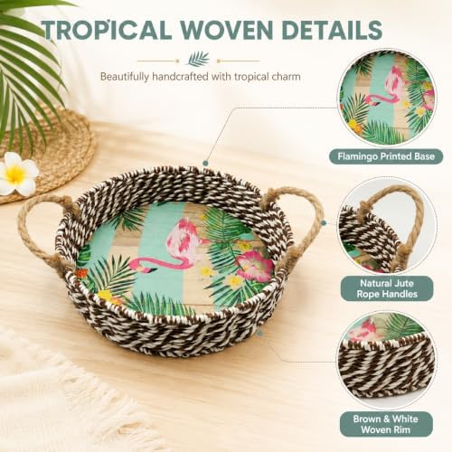 Round Boho Decor Storage Basket With Handle,Handmade Bin,Kit