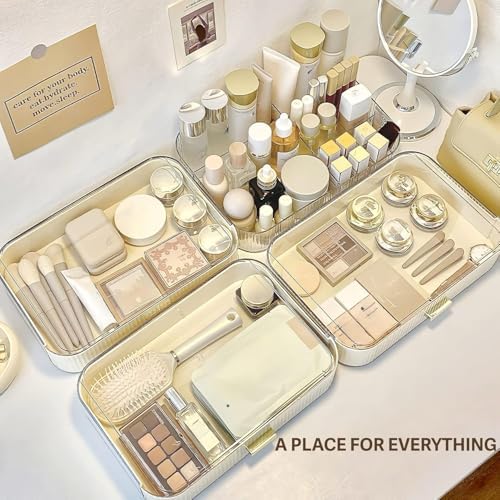 Makeup Organizer with Stackable Drawers, Bathroom Countertop Vanity Organizers and Storage, Ideal for Desk and Dresser, 