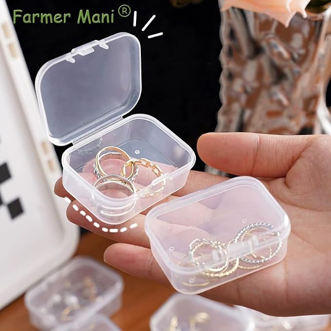 12 Pack Rectangle Plastic Clear Storage Containers Box (2.52 x 1.73 x 0.79 Inch), Small Bead Organizer for Small items, Crafts, Beads, Coins, Jewelry and Business Cards