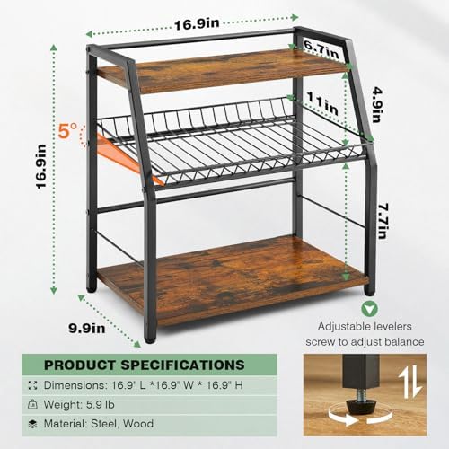 Kitchen Countertop Organizer, 3 Tiers Snack Organizer Wooden Candy Display Stand Coffee Station Organizer, Counter Stora