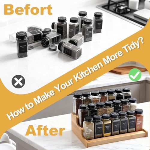 JinDoWin 2 Pack Cabinet Spice Rack Organizers - Enhanced Cabinet Spice Organizer, Practical Spice Rack Organizer for Cab