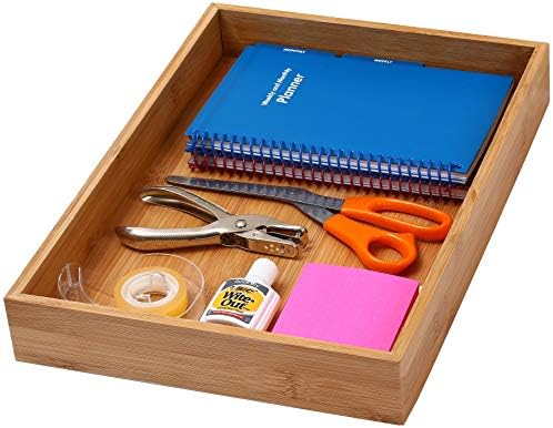 YBM HOME Pack of 12 & Kitchen Bamboo Drawer Organizer Box 14" Lx10 Wx2 H #319