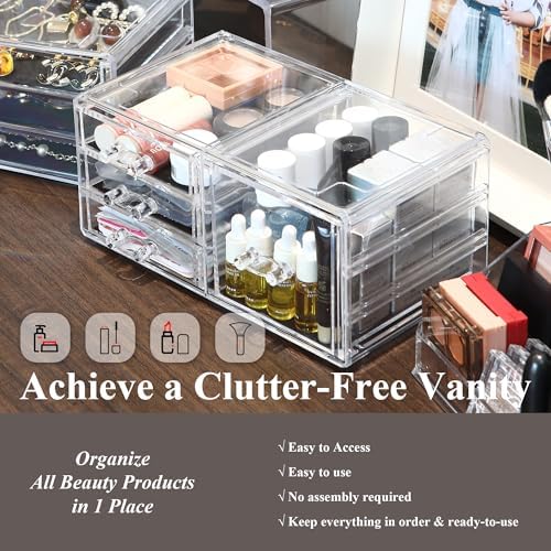 Sea Team Stackable Clear Acrylic Makeup Organizer with Drawers for Vanity