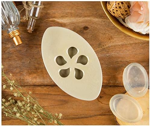Ceramic Soap Dish with Self Draining Tray for Bar Soap, Bathroom, Kitchen (Ivory No.1)