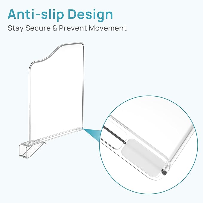Vtopmart 12" Extra Tall x 12" Deep Shelf Dividers for Closet Organization, 12 Pack Clear Closet Organizers for Deep Shelves, Maximizing Vertical Space for Sweaters, Jeans and Clothes Storage