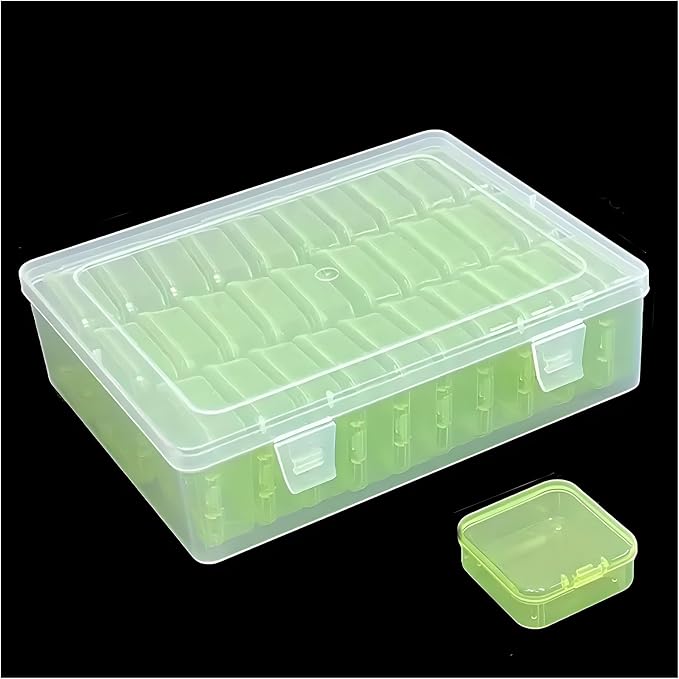 Green Plastic Box Bead Organizer Box-30Pcs Plastic Bead Storage Containers Craft Storage Box with Hinged Lid, 1sheet Labels, Mini Box for Jewelry Making, Diamond Art, Small Parts, Fishing toolbox