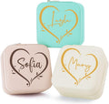 Bridesmaid Gifts Jewelry Box Personalized Small Jewelry Travel Case Custom PU Leather Portable Bridesmaid Proposal Boxes Mini Jewellery Organizer Storage Earrings Rings Necklaces for Women Girls-Pink