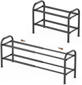 Gonfoam Shoe Rack for Closet, Expandable Shoe Organizer Storage Shelf, Adjustable Metal Free Standing Small Closet Shoe Rack for Entryway, Doorway (2-Tier Black)