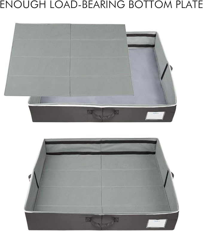 Surblue Shoe Storage Organizer Under Bed Adjustable Dividers Oxford Container Closet Storage Solution with Clear Cover and Handle for Clothing Boots Blankets Sweaters Toys,10 Pairs