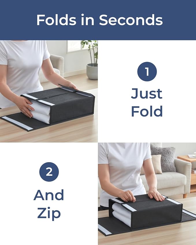 4 Pack Sheet Organizers - Foldable Storage Sheets Set Organizer for Linen Closet - King & Queen Size - Folder Keeper with Window XL - Blanket, Duvet & Pillowcases Dustproof Bedding Container - Black