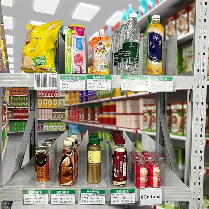 20 Pcs 39*15CM Transparent Shelf Dividers with Card Slot，Adjustable Shelf Organizers, Crystal Clear PVC, Ideal for Product Display and Organization on Wire Shelves, Retail Shelving by Clip Strip