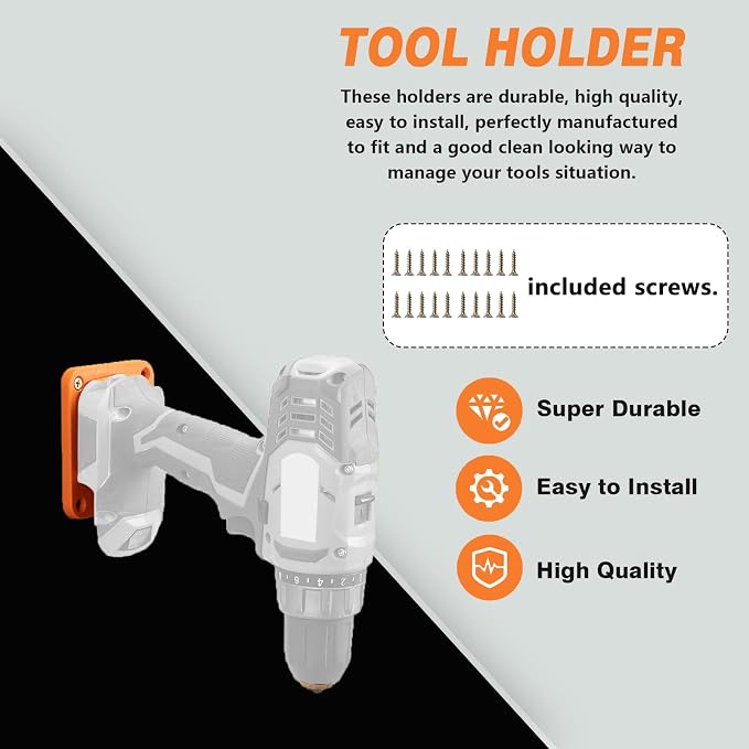 Tool Holder Compatible for Ridgid 18V Drill, Wall Mount Tool Hanger for Power Tool Storage Organizer, for Workshop, Garage, Work Van, Under Shelf, Tool Box-5 Pack