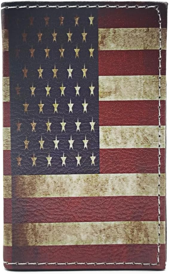 Pen Holder, Rectangle Vintage Pencil Holder with 2 Compartments, PU Leather Art Remote Control Holder Organizer Storage for Desk Accessory (American Flag)