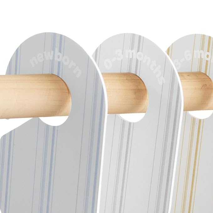 3 Sprouts Baby Closet Dividers, Newborn to 2T, Stripe, 8 Piece Set | Newborn to 2T sizing, 8-piece set, Double-sided size labels, Age labels, Nursery closet storage, Baby clothes organizer