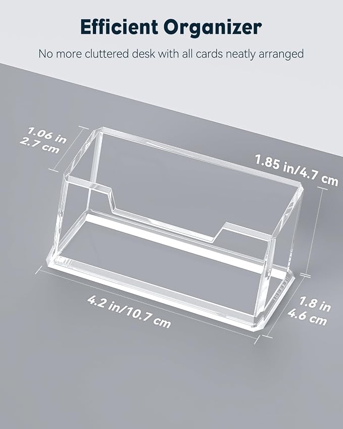 Uniclife 2 Pack Acrylic Business Card Holder for Desk 1 Slot Clear Business Card Display Stand for Men & Women Desktop Business Card Organizer Card Stand for Office Home Exhibition, 60 Card Capacity