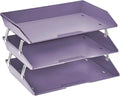 Acrimet Facility 3 Tier Letter Tray, Side Load, Letter Size/A4, Desktop File Organizer, Plastic (Solid Purple Color)