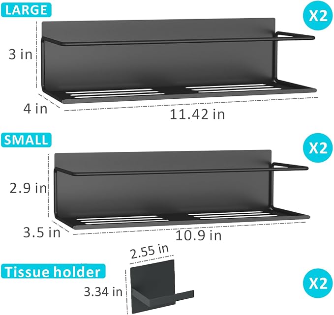 Magnetic Spice Rack For Refrigerator, Magnetic Fridge Shelf For Kitchen, Magnetic Shelf For Fridge Space Saving Black 4 Pack With Magnetic Paper Towel Holder