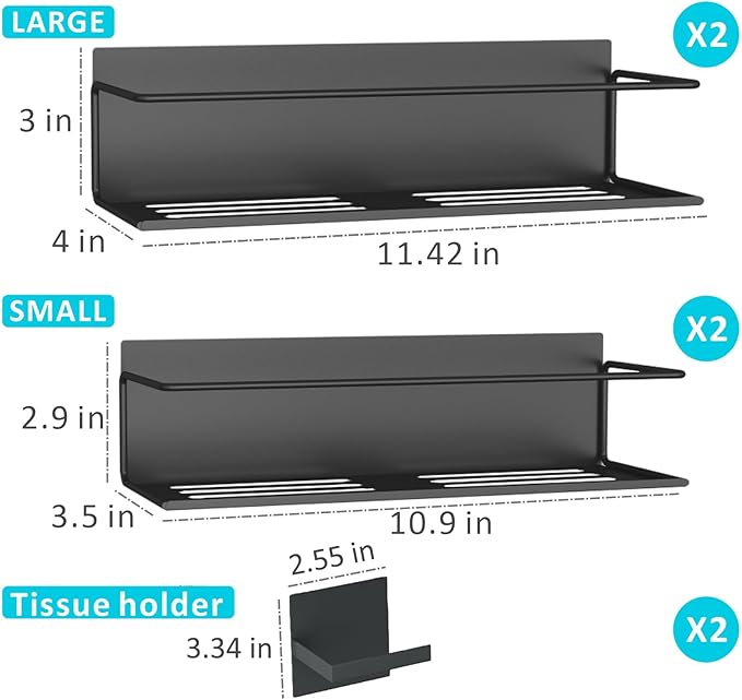 Magnetic Spice Rack For Refrigerator, Space Saving Magnetic Shelf For Fridge Matt Black 4 Pack With Magnetic Paper Towel Holder