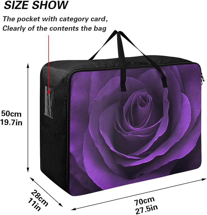 Blueangle Multipurpose Moisture Proof Foldable Purple Rose Storage Bag for Clothes Comforter Quilt Bedspread Pillow Blanket (100L)
