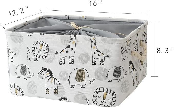 Toy Baskets Toys Organizer Kids Storage Basket, Baby Room Decor Giraffe Laundry Baskets with Drawstring Mothers Day Gifts Basket for Kid's Room (Giraffe, Large)