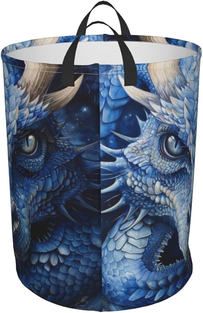 Blue Dragon Laundry Basket,Laundry Hamper,Collapsible Storage Bin, Oxford Fabric Clothes Baskets,Nursery Hamper For Home,Office,Dorm,Gift Basket