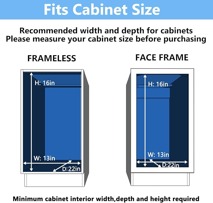 LOVMOR Individual Pull Out Cabinet Organizer, 2 Tier Slide Out Cabinet Drawers, Pots and Pans Organizer and Storage Pantry Shelf for Kitchen (12½" W x 21½" D)