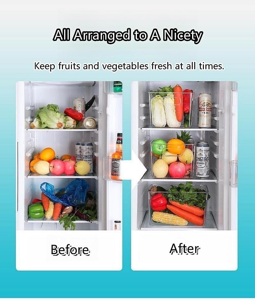 Set of 8 pantry organizers and storage, Clear Plastic Storage Bins for Kitchen Organization, Freezer Storage, Home Edit 
