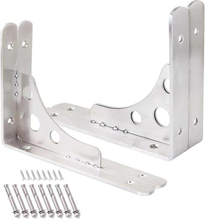 CBTONEE 8 Inch Heavy Duty Shelf Bracket, Pack of 4, Wall Mounted Floating L Bracket Stainless Steel Triangle Shelf Supporter, Thicken 4mm, Included Free Screw Accessories