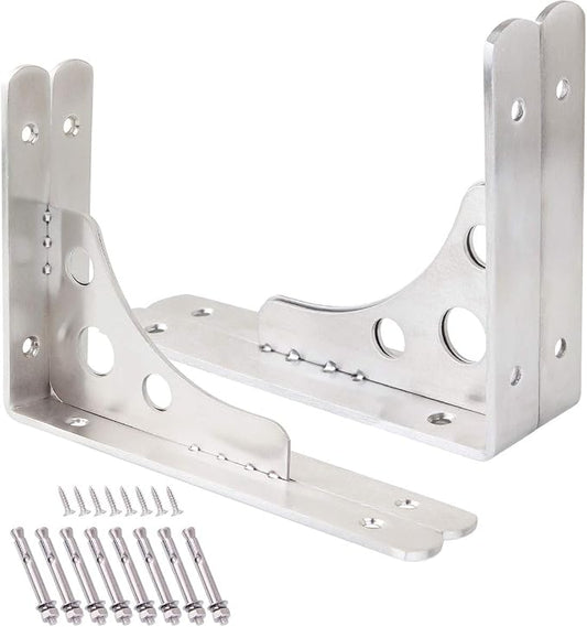 CBTONEE 8 Inch Heavy Duty Shelf Bracket, Pack of 4, Wall Mounted Floating L Bracket Stainless Steel Triangle Shelf Supporter, Thicken 4mm, Included Free Screw Accessories