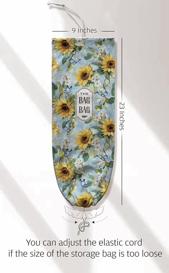Sunflower Grocery Bag Holder,Plastic Bag Organizer Storage,Sunflower Kitchen Decor 23" x 9"