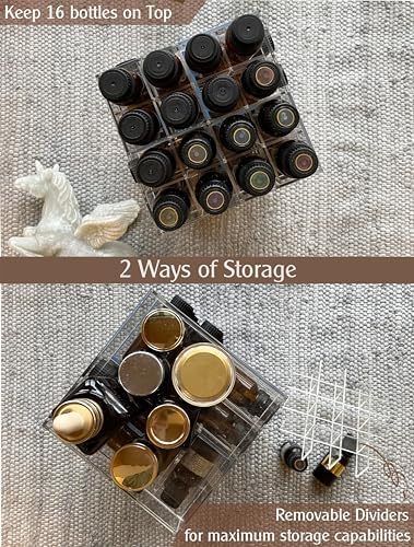Essential Oil Storage Rack Rotating Tower Organizer Acrylic Clear Display Holder for 64 bottles 5ml 10ml 15ml (Bottles n