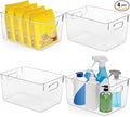 4 Pack Kitchen Organizers - Clear Plastic Storage Bins for Fridge, Pantry, Cabinet, Countertops and Bathroom