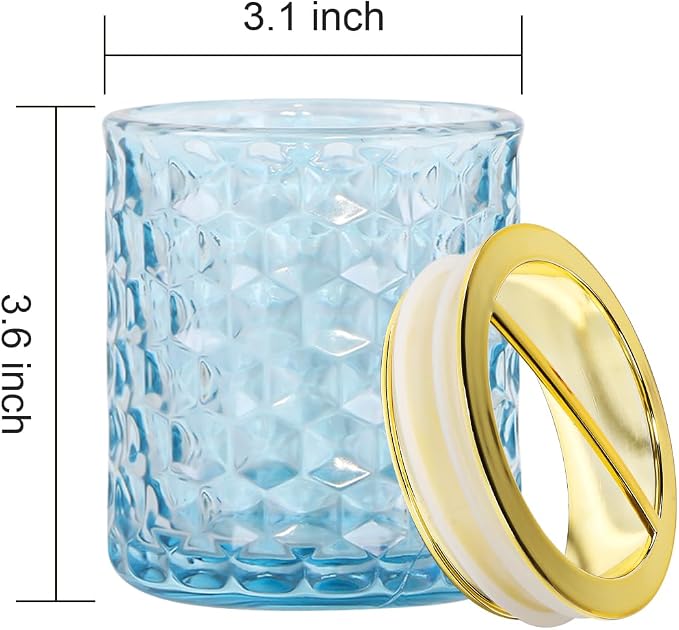 2pcs Blue Toothbrush Holders for Bathrooms, Glass Toothbrush Holder and Bathroom Tumbler Set, Gold Tooth Brush Cup Holder, Bathroom Counter Organizer for Brushes, Toothpaste