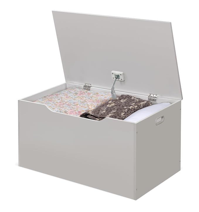 Badger Basket Kids Toy Box Bench - Wooden Chest with Flip-Top Lid, Safety Hinge & 4.5 Cubic Feet Storage Capacity - Stylish Storage Organizer for Toys, Books & Nursery Essentials - White