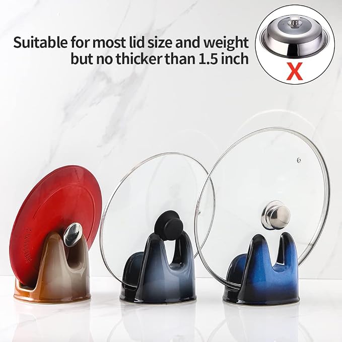 Nihow Ceramic Pot Lid Holder While Cooking for Kitchen Counter/Stove Top | Catch Water & Oil Drips,Stable & Secure,Heat Resistant,Easy to Clean & Dishwasher Safe,Space-Saving,Multi-Purpose Holder