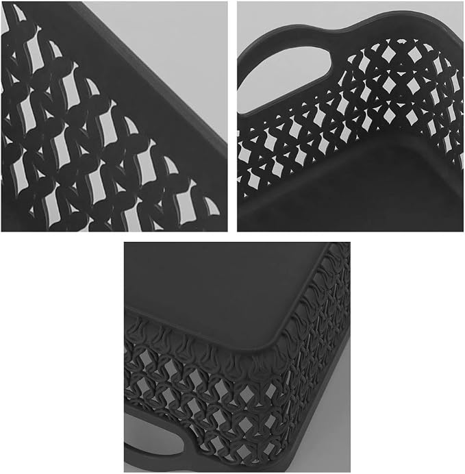 12-Pack Mini Plastic Storage Baskets Trays, Gray Tiny Storage Baskets
