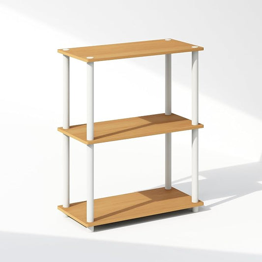 Furinno Turn-N-Tube Book Shelf, 3-Tier Bookshelf, Bookcase with Multipurpose Compact Display Rack, 11.6 x 23.6 x 29.6, for Living Room, Bedroom, Home Office, Beech