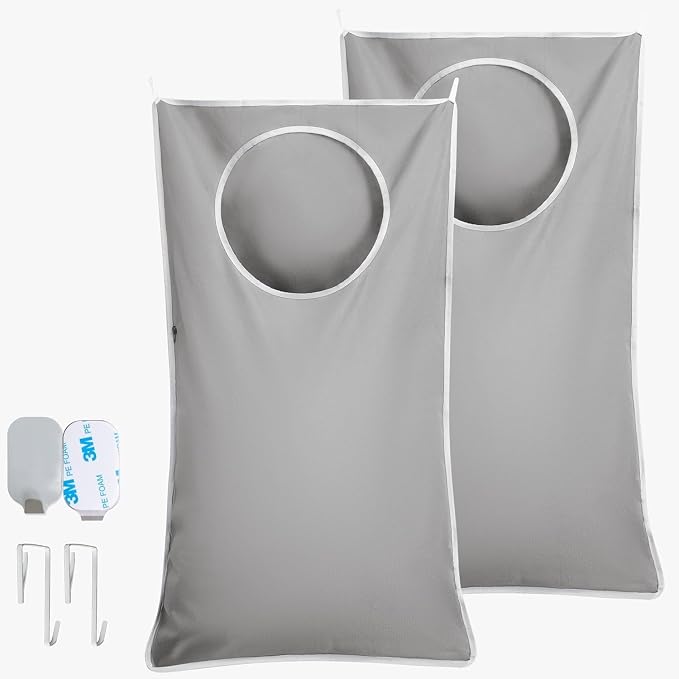 Hanging Laundry Hamper Bag XL 40x22", Space Saving over the Door Storage Bags, Behind the Door Hampers for Dirty Clothes & Wall Mounted Basket for Bathroom