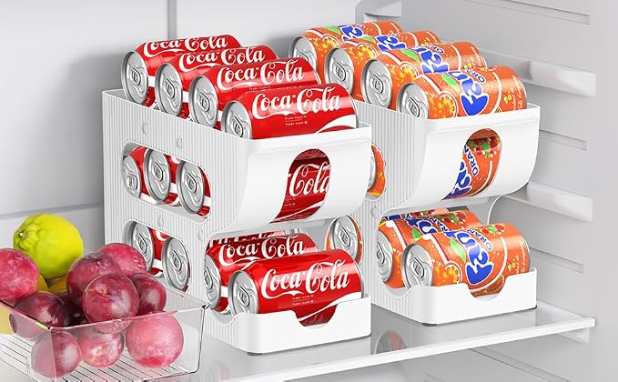 Sotfamily FIFO Soda Can Organizer for Pantry or Fridge, Holds 12 Cans | 1-Pack Automatic Rolling Drink Organizer for Fridge, Space-Saving Pop Can Dispenser/Holder/Storage/Container for Refrigerator