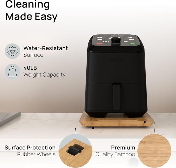 Ibyx Elegant Appliance Slider - Sliding Tray for Coffee Maker & Heavy Kitchen Appliances, Easy Slide, Made of Premium Bamboo, Space-Saving Kitchen Organizer, 40 lb Capacity, Natural - 9.5 x 14 Inch