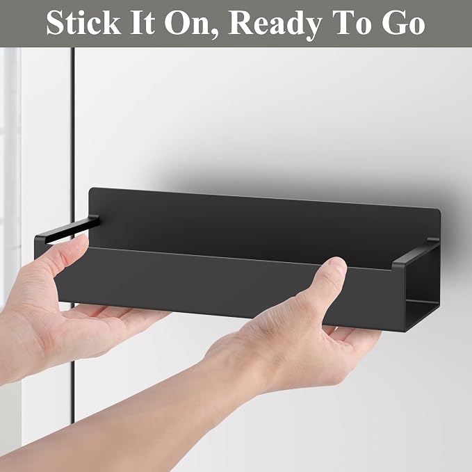 HuggieGems 4 Pack Magnetic Spice Rack Organizer for Refrigerator and Oven, Black Fridge Organizers and Storage for Kitchen