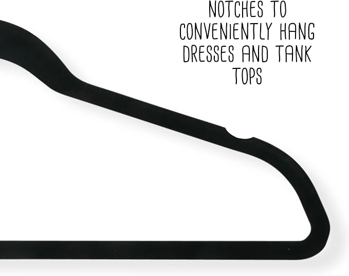 Honey-Can-Do HNG-01884 Thin Non-Slip Velvet Hangers, Black, 50-Pack
