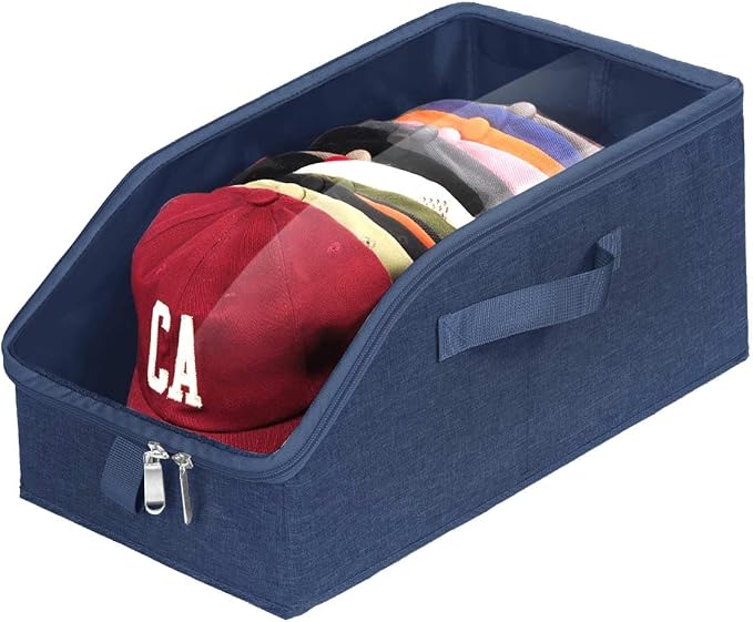 Livelab Hat Organizer for Baseball Caps, Blue, 1Pcs | Hat Storage Holder Container, For Closet, Clear Window, Hat Boxes for Home Storage