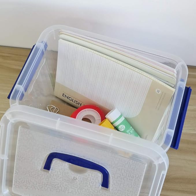 Clear Storage Box with Lid, 6 Liter Small Plastic Box Bins Set of 6