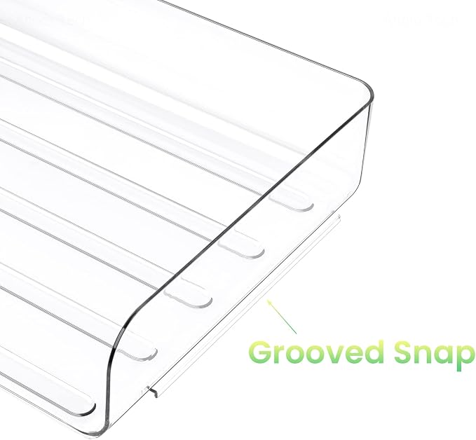 Tomorotec Desk Letter Tray Set, A4 Size Clear PET Stackable Document Organizer Office Desktop File Paper Holder Book Storage Rack Side Load Anti-Skid Stacking Support Convex Bottom (4X Portrait)